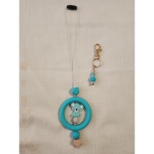 Car Charm For Rear View & Small Keychain Combo Blue Panda